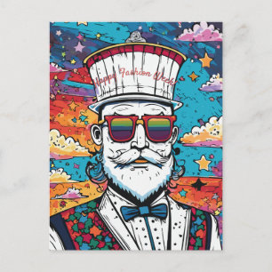 Cartão Postal De Festividades Retrato de Moda Homem com Manteiga