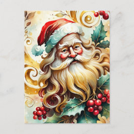 Cartão Postal De Festividades Retrato do Papai Noel