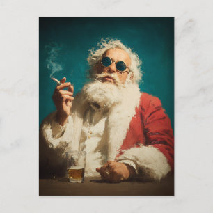 Cartão Postal De Festividades Retrato do Papai Noel Retro Legal