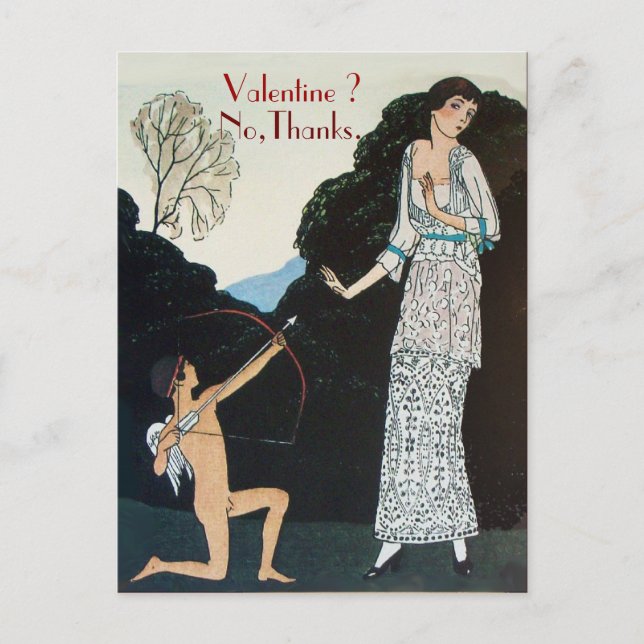 CARTÃO POSTAL DE FESTIVIDADES RETRO ANTI VALENTINE NO DIA DO MONOGRAMA DO SELO V (Frente)