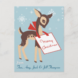 Cartão Postal De Festividades Retro Baby Reindeer | Cartão-postal de Natal