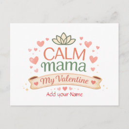 Cartão Postal De Festividades Retro Calma Mamãe Meu Valentim Corações de Lótus 