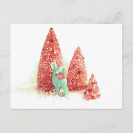 Cartão Postal De Festividades Retro Christmas Deer
