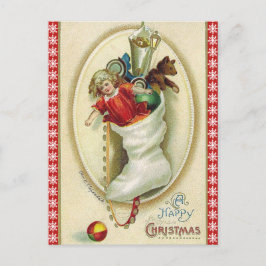 Cartão Postal De Festividades Retrô de Natal com Brinquedos