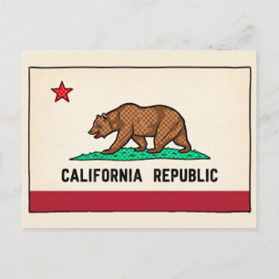 Cartão Postal De Festividades Retro Golden State Urso República Califórnia