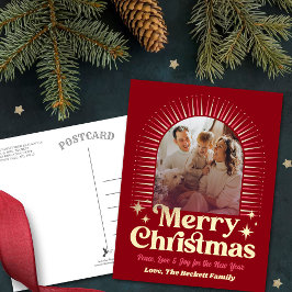 Cartão Postal De Festividades Retro Groovy Feliz Foto de Natal