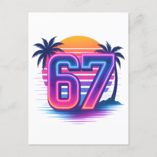 Cartão Postal De Festividades Retro Neon 67 Estética
