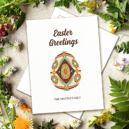 Cartão Postal De Festividades Retro Painted Easter Egg 