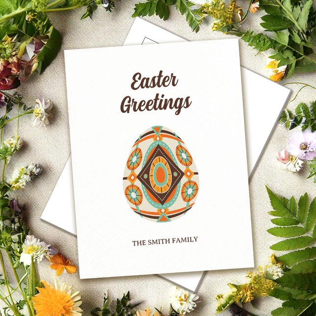 Cartão Postal De Festividades Retro Painted Easter Egg  (Criador carregado)