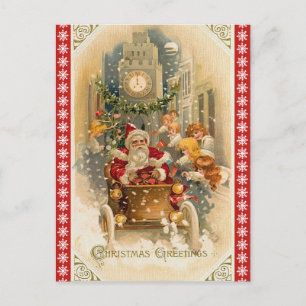 Cartão Postal De Festividades Retro Papai Noel no Natal