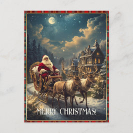 Cartão Postal De Festividades Retro Santa Custom Photo Address Classic Christmas