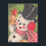 Cartão Postal De Festividades Retro Snowman Christmas<br><div class="desc">Cartões postais de natais vintages lindos! Procure a correspondência de postagem! Todas as imagens foram restauradas com carinho para a melhor qualidade de impressão! Fácil de personalizar!</div>
