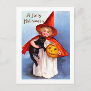 Cartão Postal De Festividades Retro Vintage Halloween Jolly Halloween