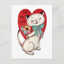 Cartão Postal De Festividades Retro Vintage Namorados My Love Cat