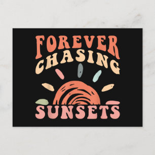 Cartão Postal De Festividades Retro Vintage para sempre perseguir Pôrs do sol fé