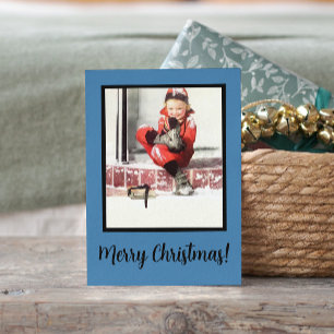 Cartão Postal De Festividades Retro Winter Baby Boy Steps Blue Frente Christmas