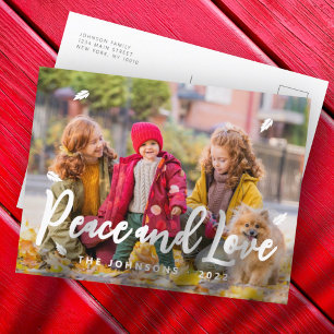 Cartão Postal De Festividades Reuniões Simples Modernas Folha Foto da Família Fo