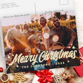 Cartão Postal De Festividades Reuniões Simples Modernas Stars Foto da Família