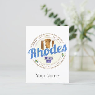 Cartão Postal De Festividades Rhodes Grécia Vintage Island Aegean Souvenir