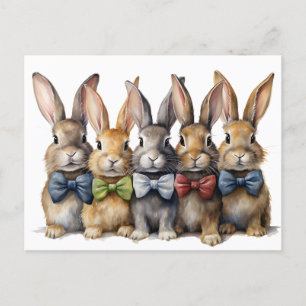 Cartão Postal De Festividades Rico Bunny Arco Tie Watercolor