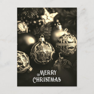 Cartão Postal De Festividades Rico Vitoriano Vitoriano Dourado Beige Balls de Na