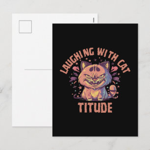 Cartão Postal De Festividades Rindo com Cat-titude
