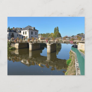 Cartão Postal De Festividades Rio e ponte em Josselin, França