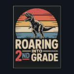 Cartão Postal De Festividades Roaring into 2nd grade tshirt 2026<br><div class="desc">Discover the fascinating world of Spinosaurus, one of the largest and most unique dinosaurs to ever roam the Earth! This prehistoric giant measured up to 50 feet in length and possessed a distinctive sail-like structure made of elongated spine bones covered in skin. Unlike most theropod dinosaurs, Spinosaurus may have been...</div>