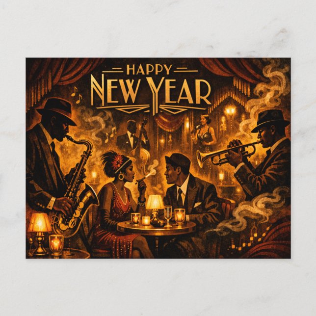 Cartão Postal De Festividades Roaring Twenties Jazz Club New Year (Frente)