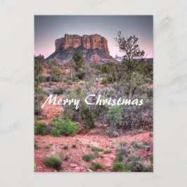 Cartão Postal De Festividades Rocha Sedona de Bell, arizona. Feliz Natal
