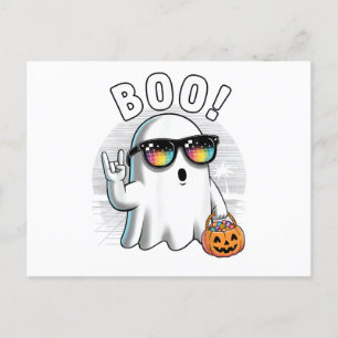 Cartão Postal De Festividades Rock Ghost Retro Halloween Pumpkin Funny Boo