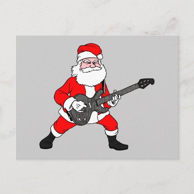 Cartão Postal De Festividades Rock N Roll Santa Claus (Frente)