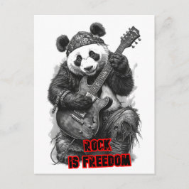 Cartão Postal De Festividades Rocker Panda diz: Rock é Liberdade em um