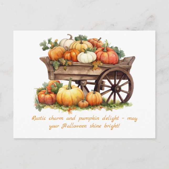 Cartão Postal De Festividades Roda russa do Dia das Bruxas de outono de Pumpkins (Frente)