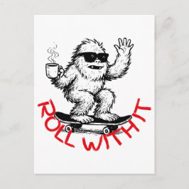 Cartão Postal De Festividades Roll With It Abominable Snowman Skater