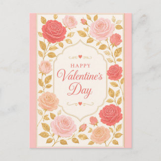 Cartão Postal De Festividades Romance do Dia dos Namorados Gilded Rose