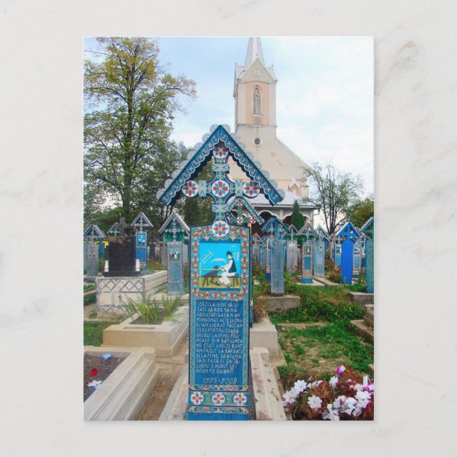 Cartão Postal De Festividades Romania, Marumures, cemitério alegre, cinzeladura (Frente)