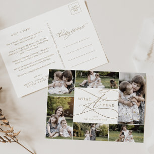 Cartão Postal De Festividades Romântico Dourado Que Foto do Ano 6 em Revisão