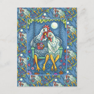 CARTÃO POSTAL DE FESTIVIDADES ROOSTER HEN CANOODLES, DOCES DE FRANGO