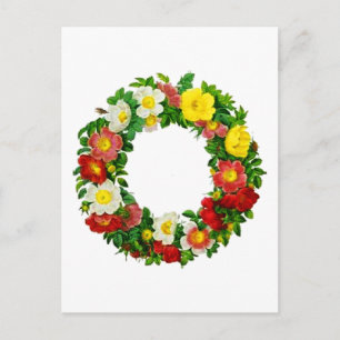 Cartão Postal De Festividades Rosa de Natal Wreath por Pierre-Joseph Redouté