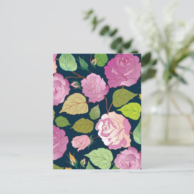 Cartão Postal De Festividades Rosas 16 (Em pé/Frente)