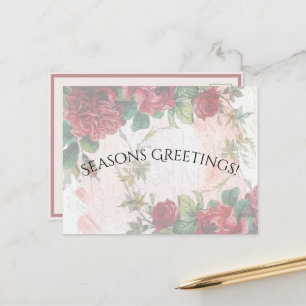 Cartão Postal De Festividades Rosas vermelhas desbotadas e desbotadas Escrevendo