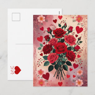 Cartão Postal De Festividades Rosas Vermelhas, Dia dos Namorados,
