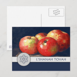 Cartão Postal De Festividades Rosh Hashaná   Ano Novo Judaico Arte Refinada