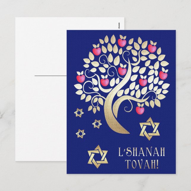 Cartão Postal De Festividades Rosh Hashanah | Ano Novo Judaico (Frente/Verso)