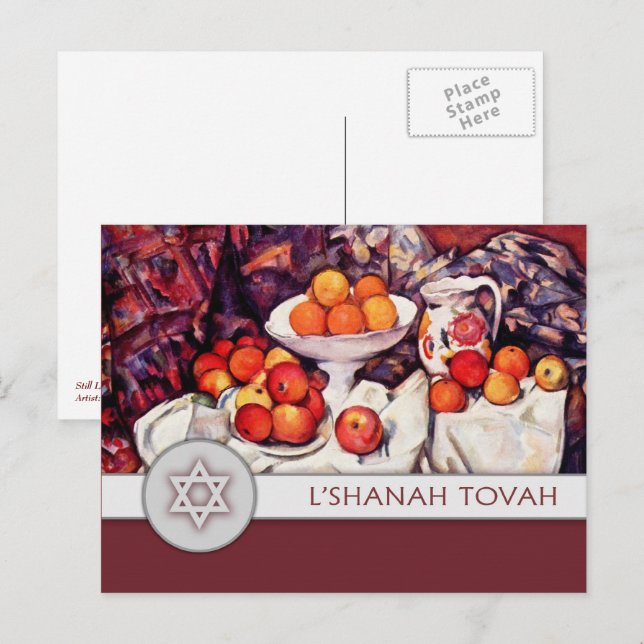 Cartão Postal De Festividades Rosh Hashanah | Ano Novo Judaico Arte Refinada (Frente/Verso)