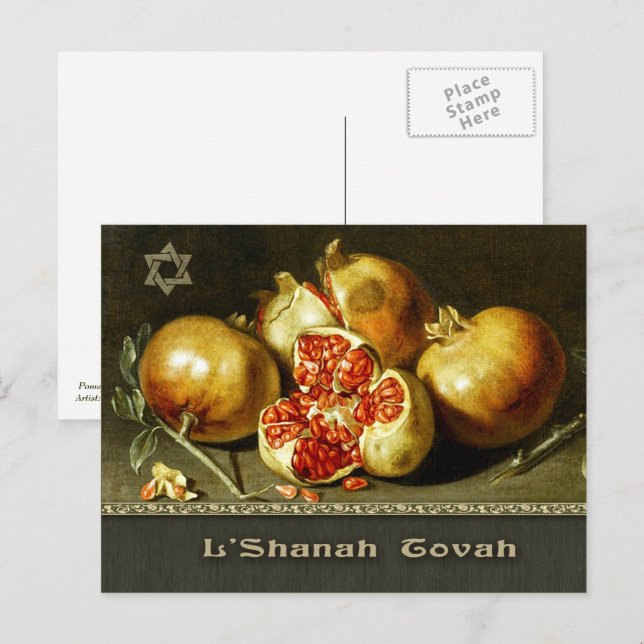 Cartão Postal De Festividades Rosh Hashanah. Ano Novo Judaico Arte Refinada  (Frente/Verso)