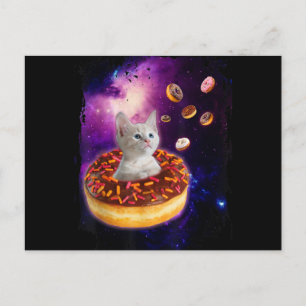 Cartão Postal De Festividades Rosquinha De Gato Bonito Em Gatinhos Espaciais