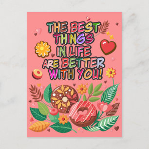 Cartão Postal De Festividades Rosquinhas e flores do Dia de os namorados de sala