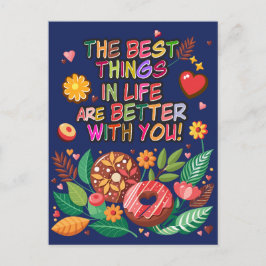 Cartão Postal De Festividades Rosquinhas e flores do Dia de os namorados de sala